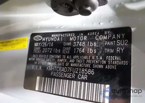 2015 Hyundai Veloster Re:flex from USA, damaged, VIN KMHTC6AD7FU218586